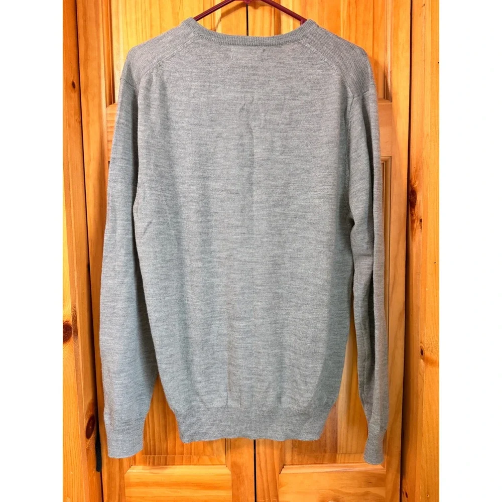 Bonobos Extra Fine Merino Wool V-Neck Sweater Medium Gray Heather Lightweight
